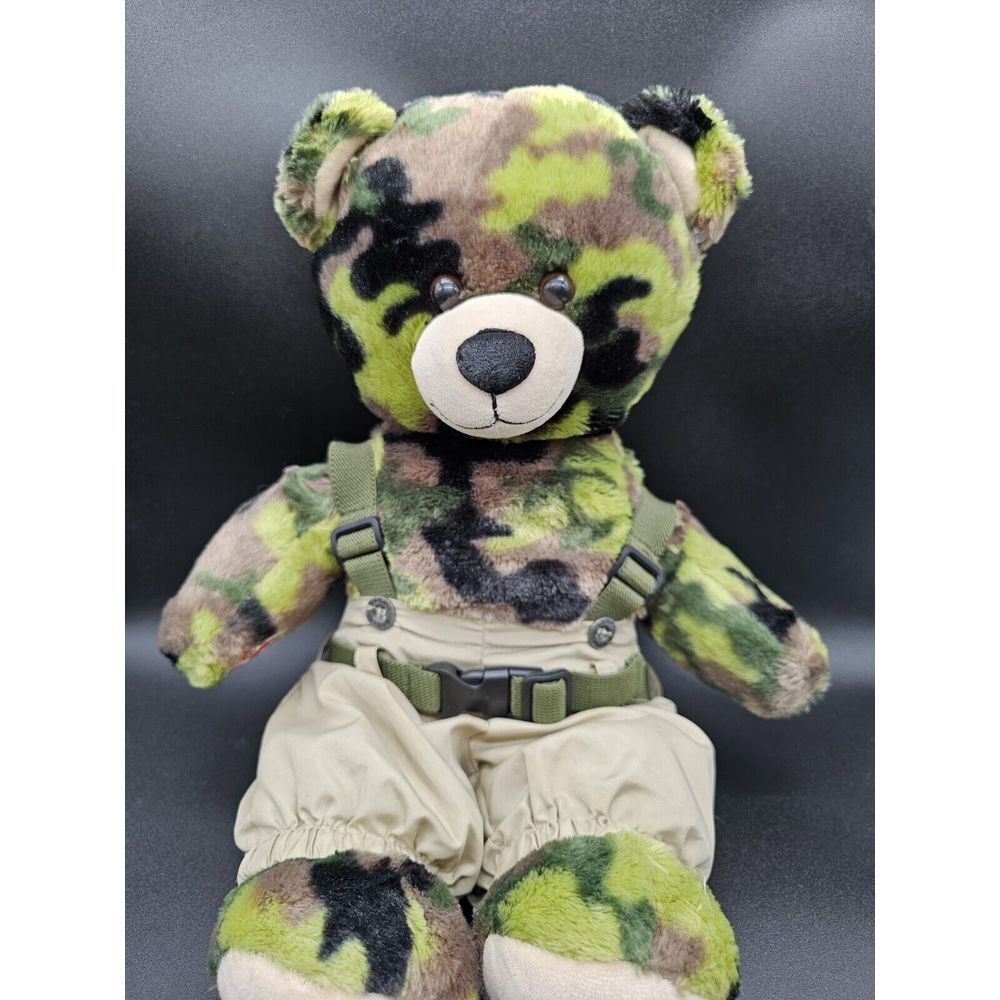 2011 Build a Bear Camo Plush‎ Bear Army Military Camo Stuffed Animal Suspenders
